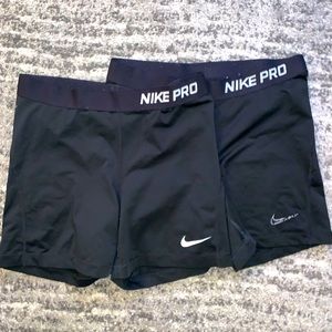 Set of 2 Black Nike Pros Shorts